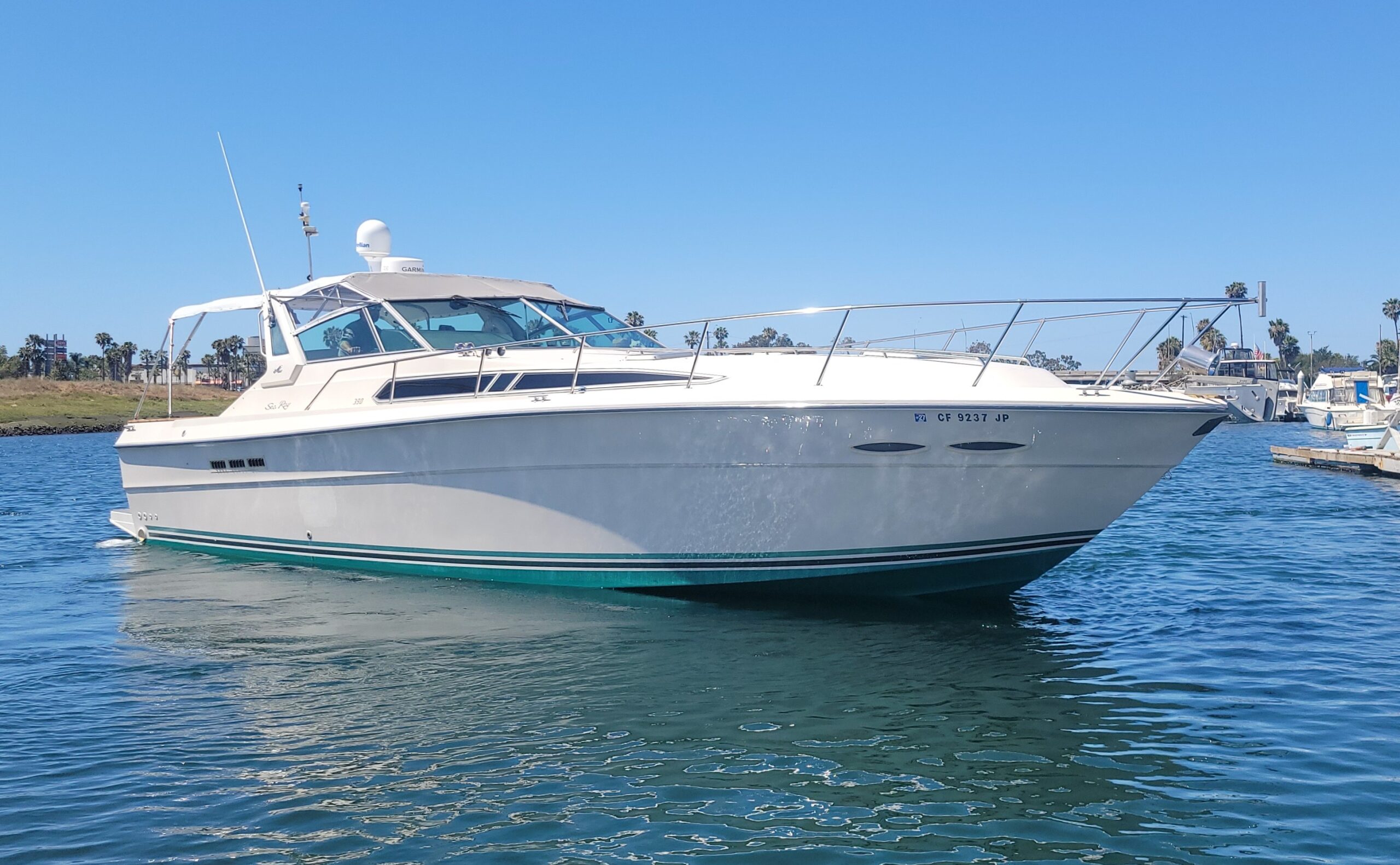 Luxury boat in a marina