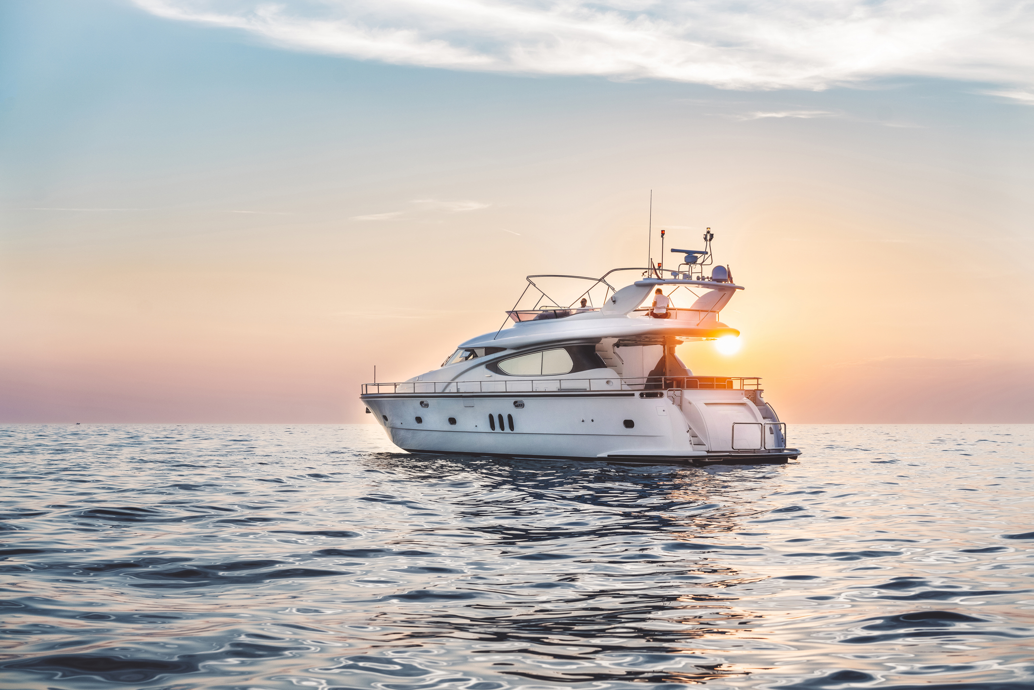 Elegant boat on open sea