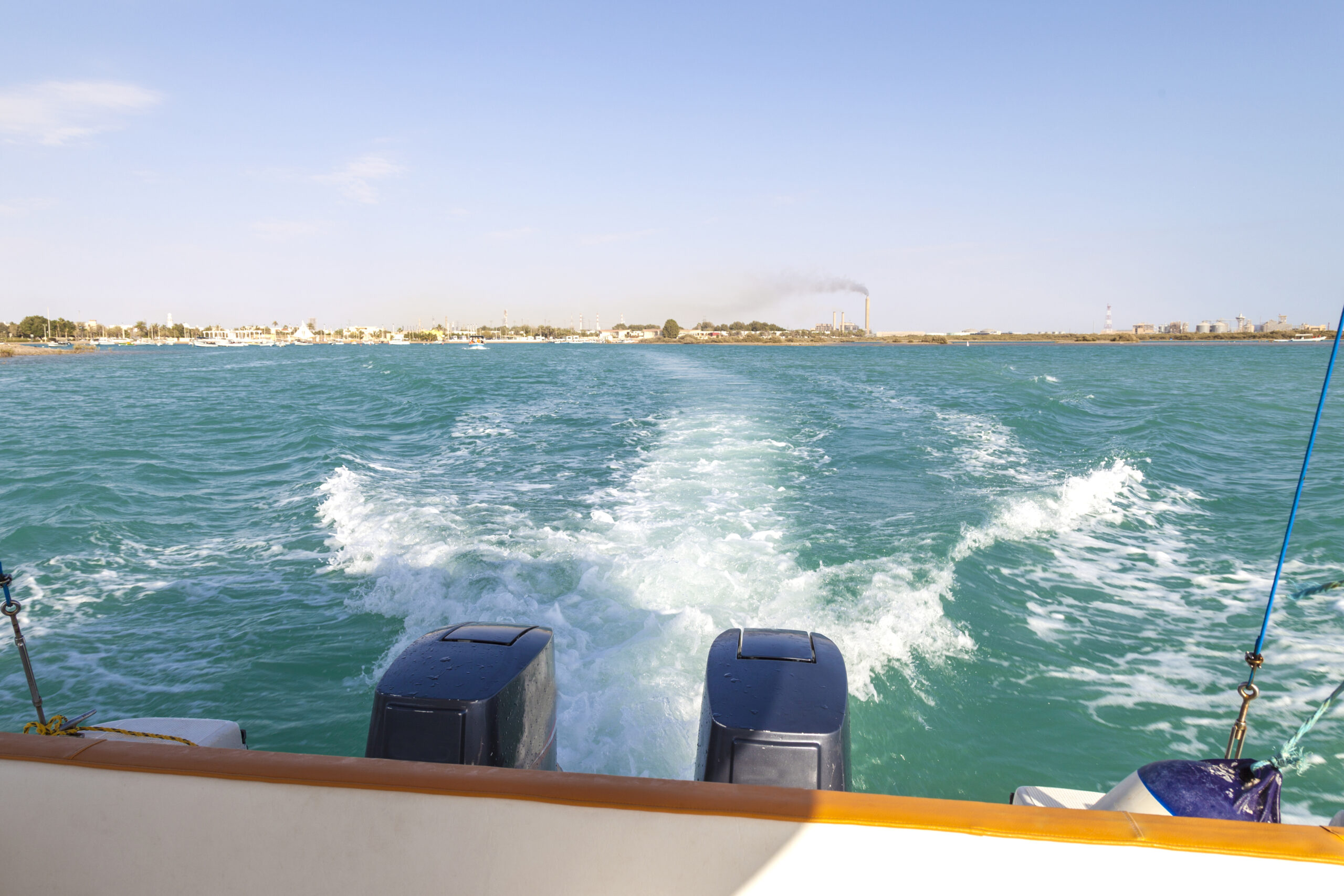 Ocean view from a boat's stern