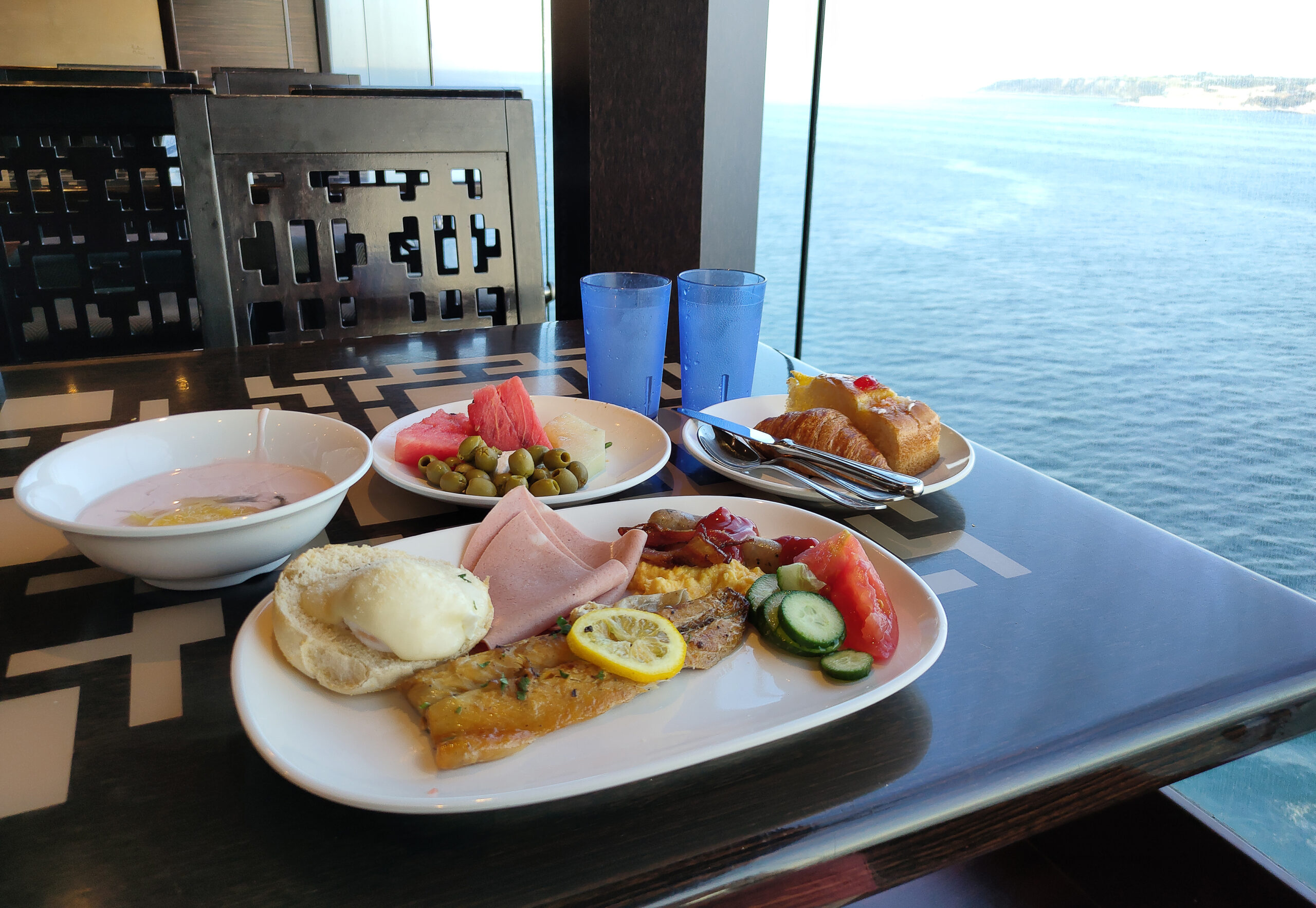 Meal overlooking the water