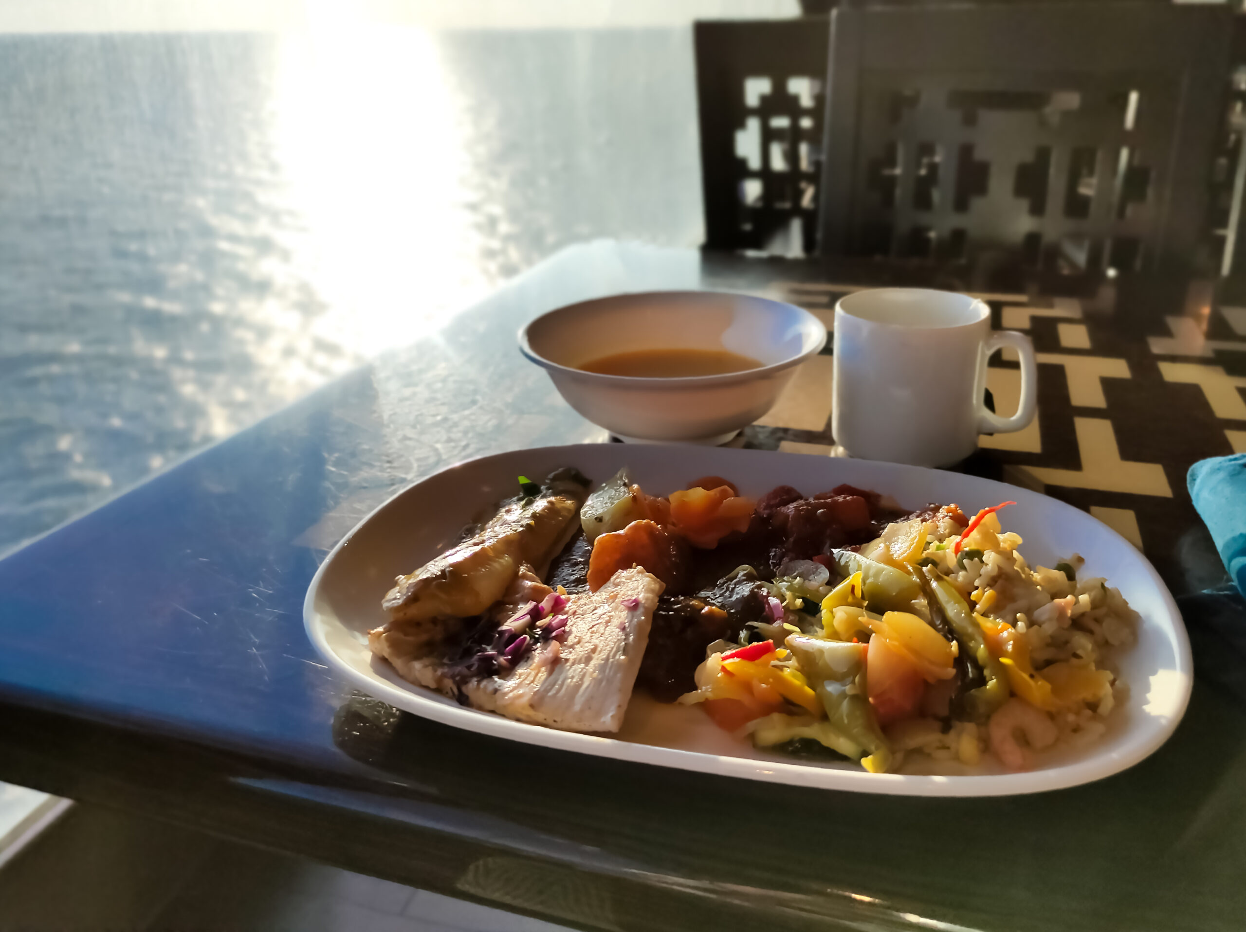 Oceanfront meal with a stunning view