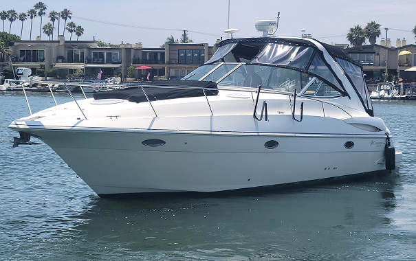 Luxury boat on blue water
